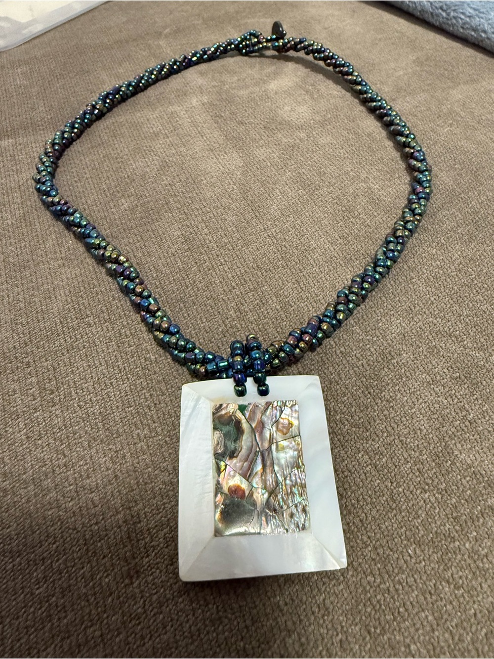 Iridescent Pearl & Abalone Pendant Necklace - Multi